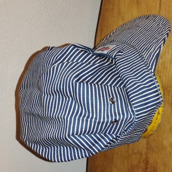 2 Vintage hickory Stripped Conductor Hats W/Tags Big K & Big Smith - Picture 4 of 11